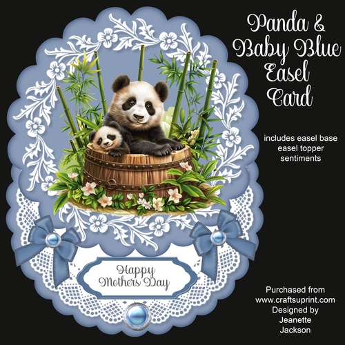 Panda & Baby Blue Easel Card