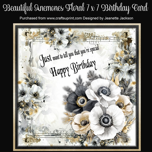 Beautiful Anemones Floral 7 x 7 Birthday Card