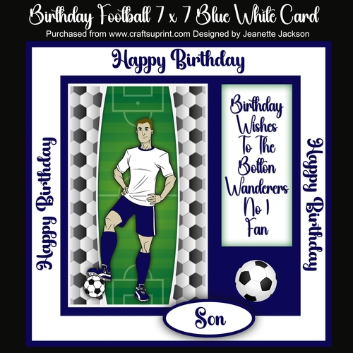 Birthday Football 7 x 7  Bolton Player Card - AS REQUESTED