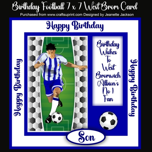 Birthday Football 7 x 7 West Bromwich Albion Card - AS REQUESTED