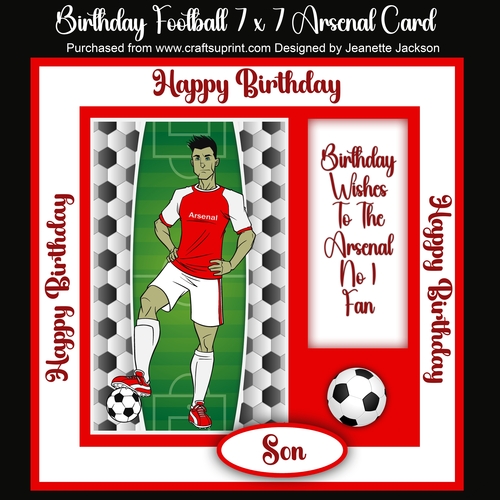 Birthday Football 7 x 7 Arsenal  Player Card 