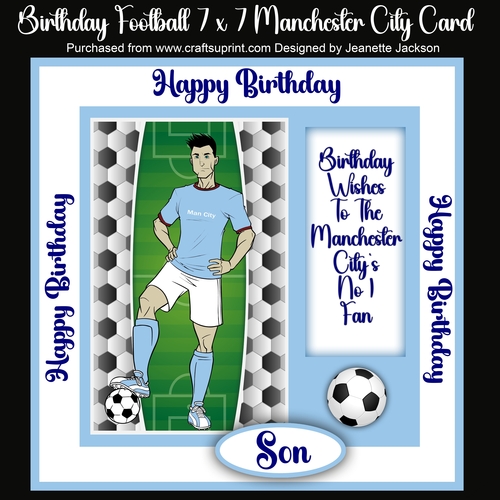 Birthday Football 7 x 7  Manchester City Player Card 