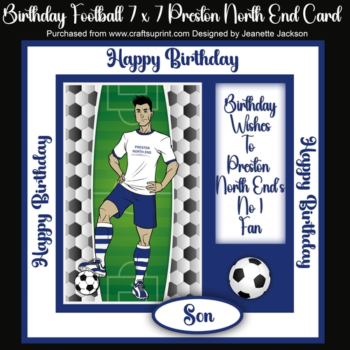 Birthday Football 7 x 7  Preston North End Player Card 