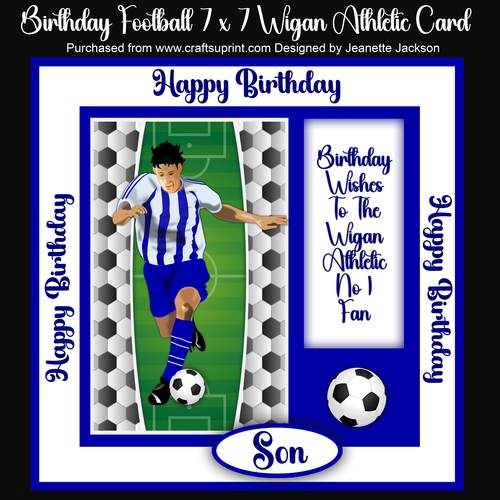 Birthday Football 7 x 7  Wigan Player Card 