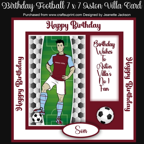 Birthday Football 7 x 7  Aston Villa Player Card 