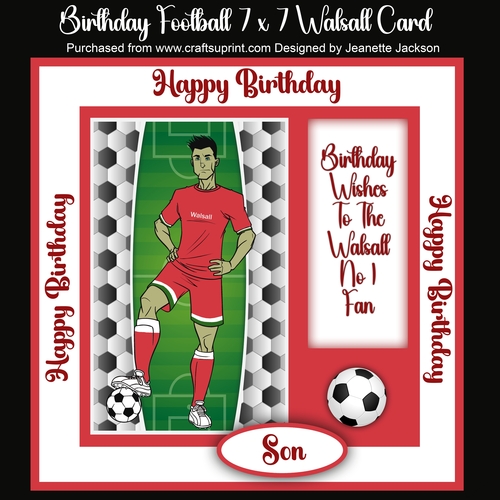 Birthday Football 7 x 7  Walsall Player Card 