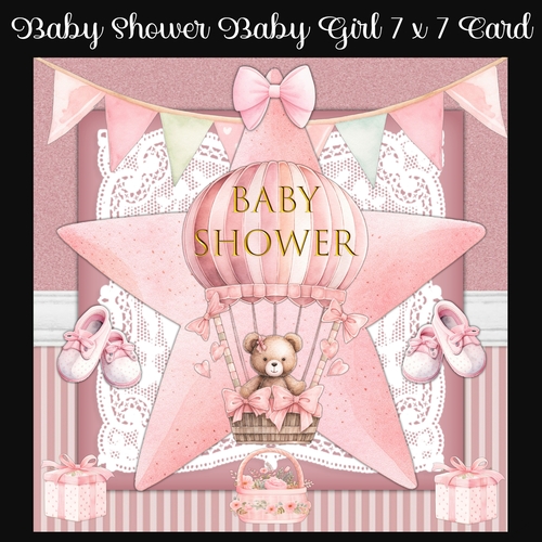 Baby Shower Baby Girl 7 x 7 Card
