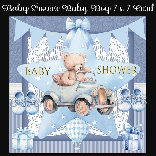 Baby Shower Baby Boy 7 x 7 Card