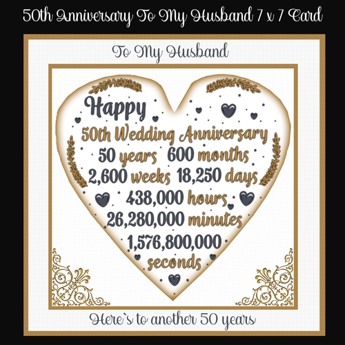50th Anniversary to My Husband 7 x 7 Card