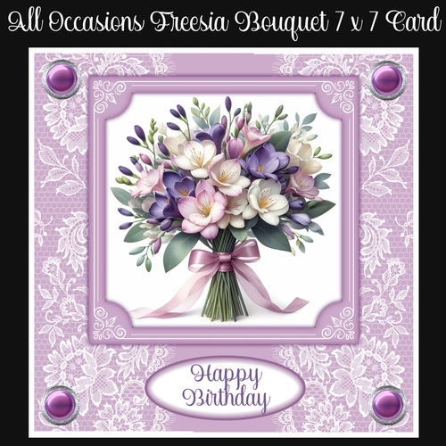 All Occasions Freesia Bouquet 7 x 7 Card