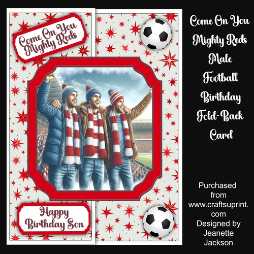 Mighty Reds Male Football Fold Back Card approx 8 x 6 inches