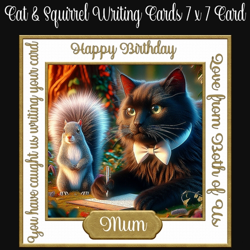 Cute Cat & Squirrel Writing Cards 7 x 7 Card