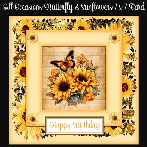 All Occasions Butterfly & Sunflowers 7 x 7 Card