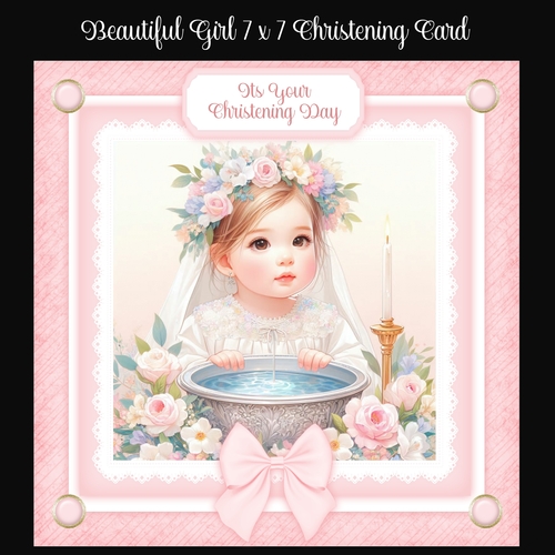 Beautiful Girl 7 x 7 Christening Card