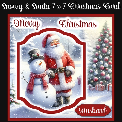 Snowy & Santa 7 x 7 Christmas Card