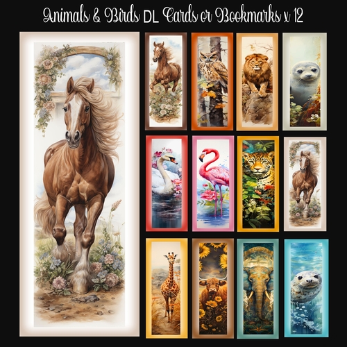 Animals & Birds DL Toppers OR Bookmarks x12
