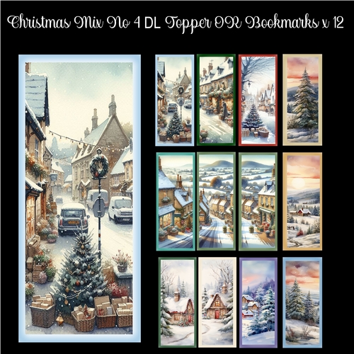 Christmas Mix No 4 DL Toppers OR Bookmarks x 12