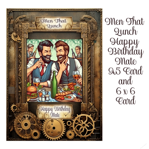 Men That Lunch Happy Birthday Mate A5 & 6 x 6 Cards