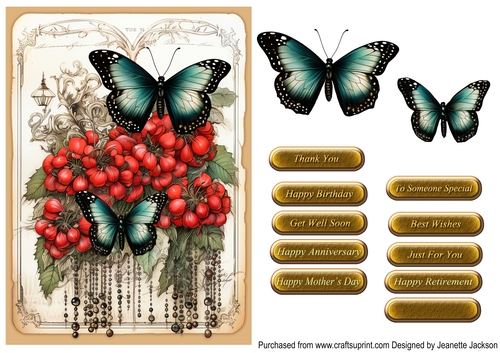 Butterflies & Berries All Occasions A5 Card