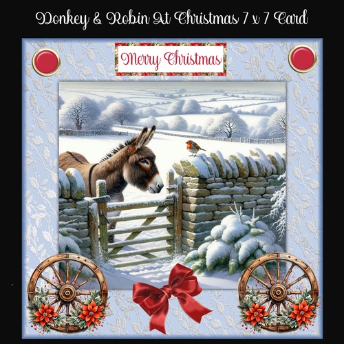 Donkey & Robin At Christmas 7 x 7 Card