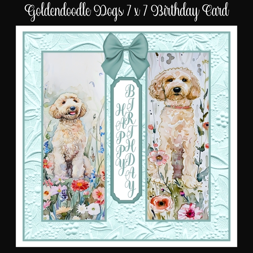 Goldendoodles Dogs 7 x 7 Birthday Card