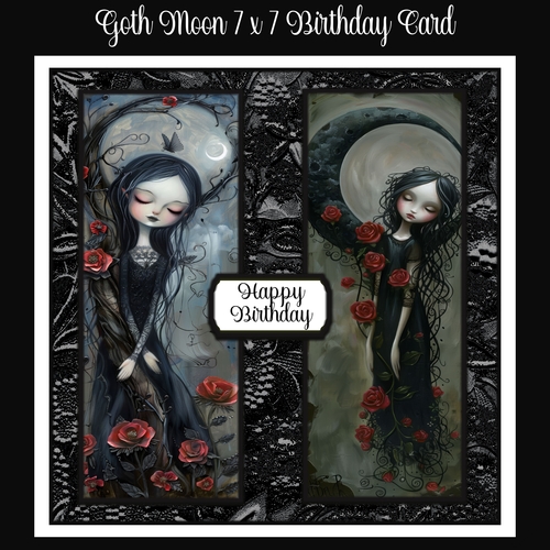 Goth Moon 7 x 7 Birthday Card