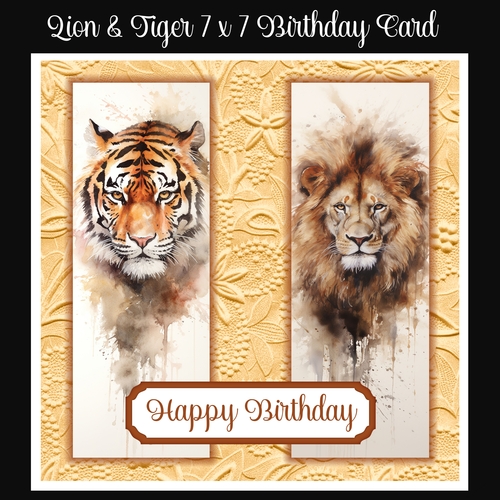 Lion & Tiger 7 x 7 Birthday Card