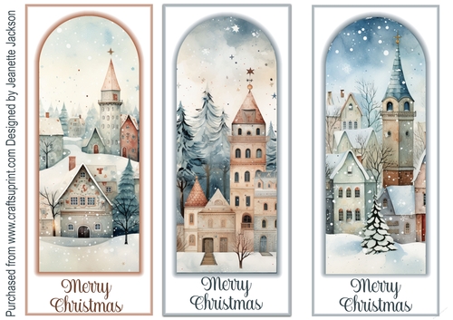 Village Snowy Scenes x3 DL Toppers 2