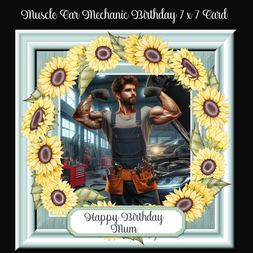 Muscle Car Mechanic Birthday 7 x 7 Card