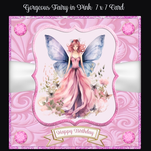 Gorgeous Fairy In Pink 7 x 7 Card