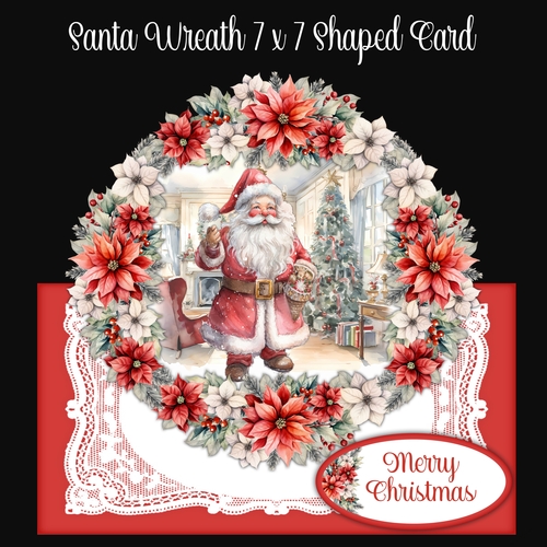Santa Wreath 7 x 7 Shaped Card