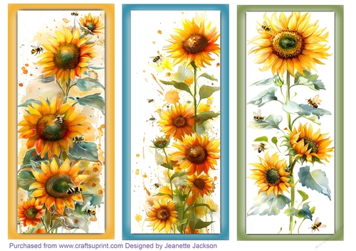 Beautiful Sunflowers DL Toppers Or Bookmarks