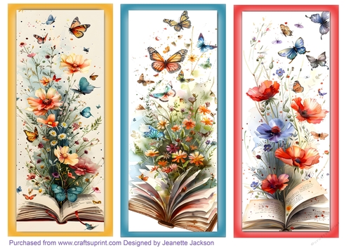 Butterflies, Floral, Books DL Toppers Or Bookmarks
