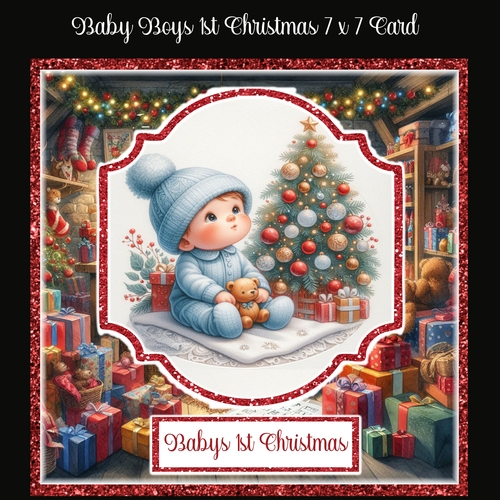 Baby Boys 1st Christmas 7 x 7 Card