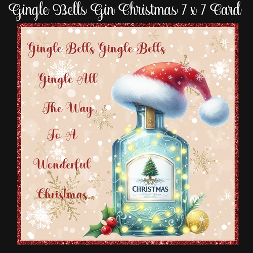 Gingle Bells Gin Christmas 7 x 7 Card