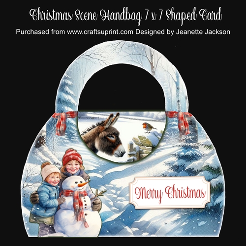 Christmas Scene Handbag 7 x 7 Shaped Card