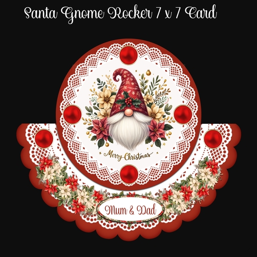 Santa Gnome Rocker 7 x 7 Card