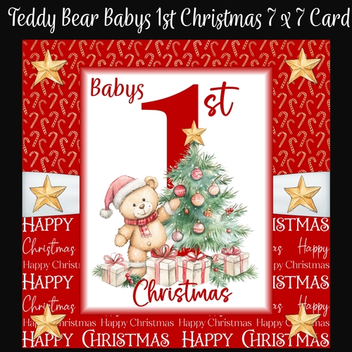 Teddy Bear Babys 1st Christmas 7 x 7 Card