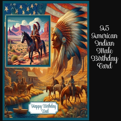 A5 American Indian Male Birthday Card