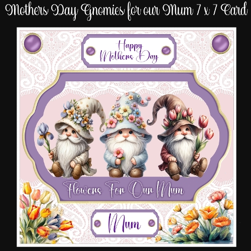 Mothers Day Gnomies for our Mum 7 x 7 Card