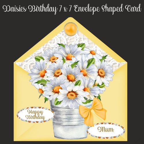 Daisies Birthday 7 x 7 Envelope Shaped Card