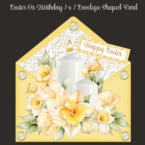 Easter & Birthday 7 x 7 Envelope Shaped Card
