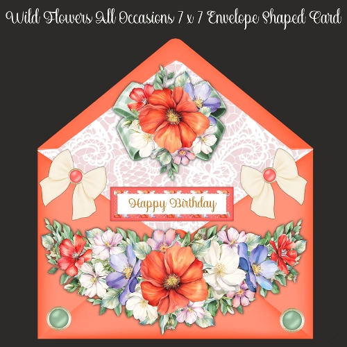 Wild Flowers All Occasions 7 x 7 Envelope Shaped Card