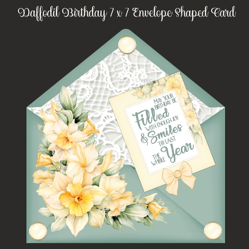 Daffodil Birthday 7x 7 Envelope Shaped Card