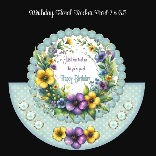 Birthday Floral Rocker Card 7 x 6.5