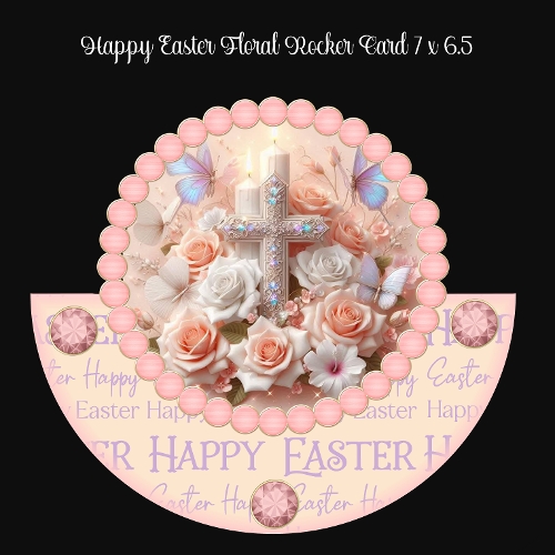 Happy Easter Floral Rocker Card 7 x 6.5