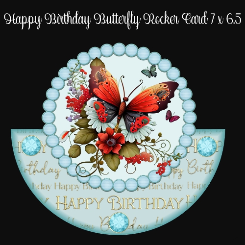Happy Birthday Butterfly Rocker Card 7 x 6.5 in