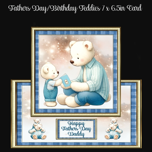 Fathers Day Birthday Teddies 7 x 6.5in Card
