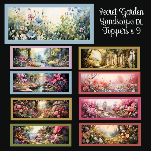 Secret Garden Floral Landscape DL Toppers x 9 