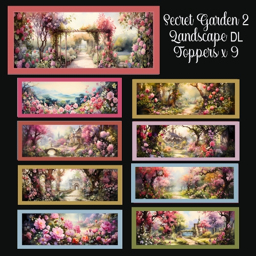 Secret Garden 2 Floral Landscape DL Toppers x 9 